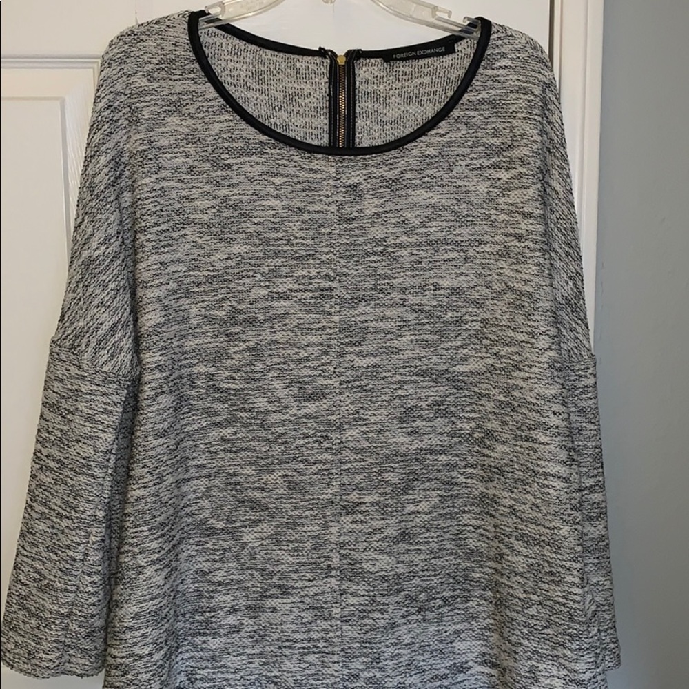 Pleather collared sweater